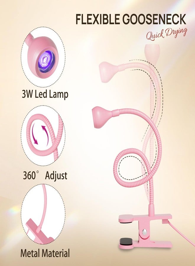 AORAEM UV LED Nail Lamp, Quick Drying UV Light for Gel Nails Foot Control LED Nail Cure Lamp, Flash Cure Light with Gooseneck and Clamp for Gel Nails, Pink - Image 4